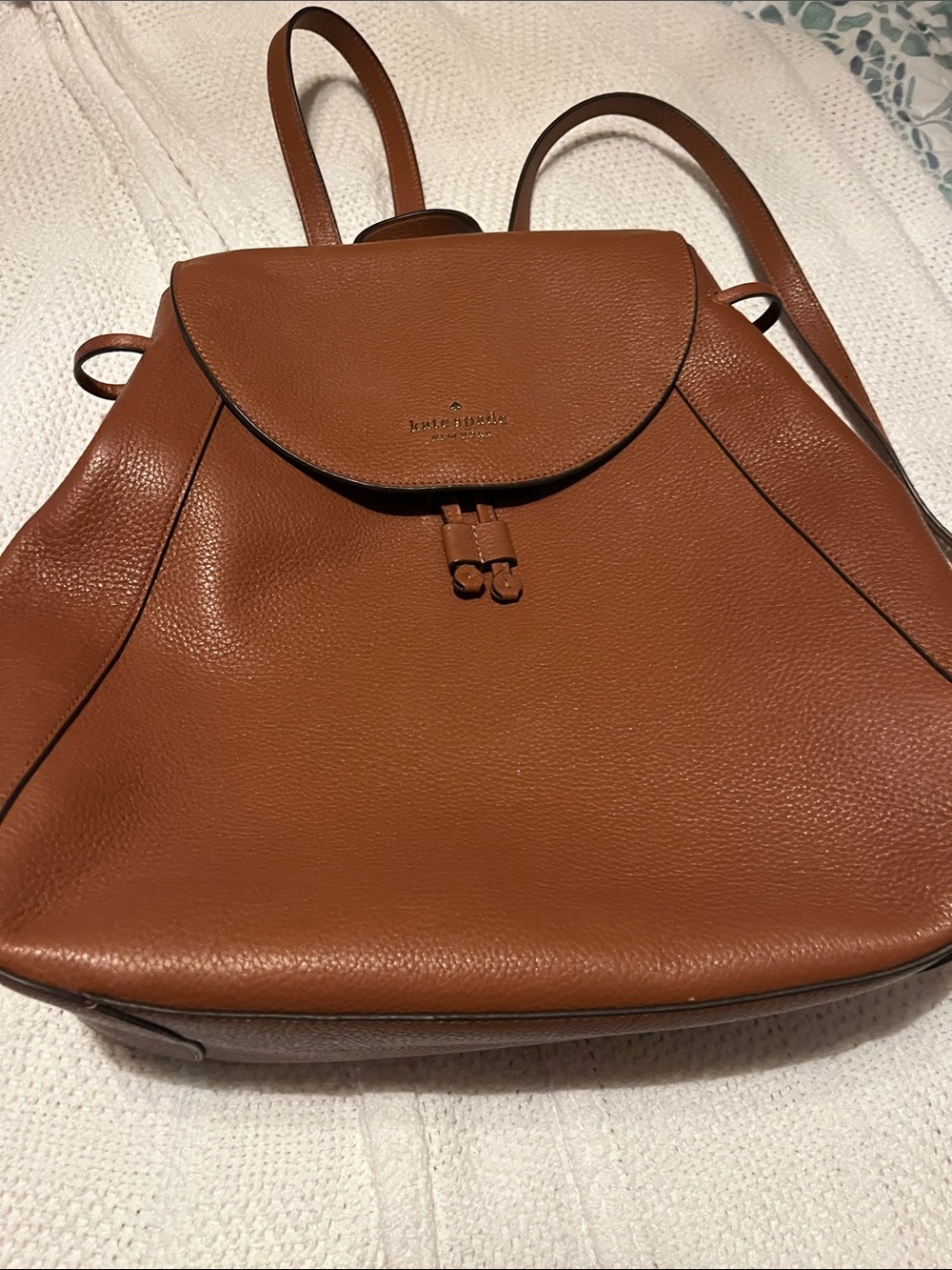 kate spade Cognac Pebbled Leather Backpack